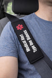 Black Medical Alert Seatbelt Cover | Type One Diabetes Emergency Safety Cover